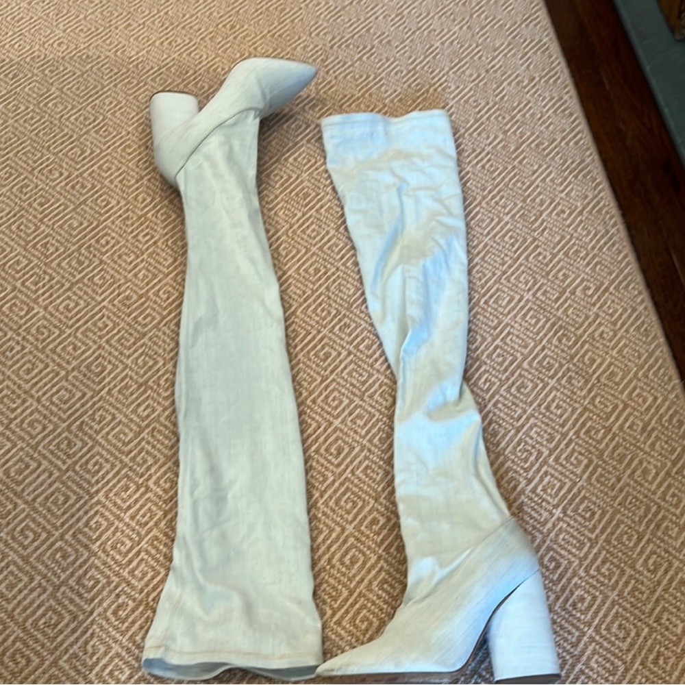 Authentic Yeezy Denim thigh high boots